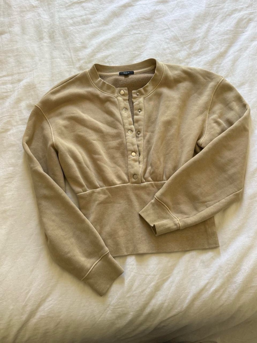 Rails Beige Snap-Front Pullover Sweatshirt